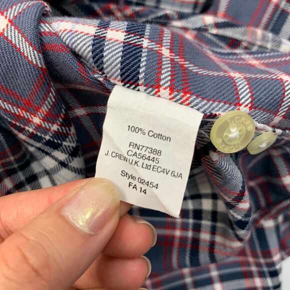 J Crew Shirt Mens S Small Plaid Cotton Midweight Flannel Point Collar Button Up - Picture 8 of 10